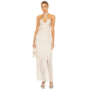 Jonathan Simkhai beige fringe party dress size2 original retail $1.295
